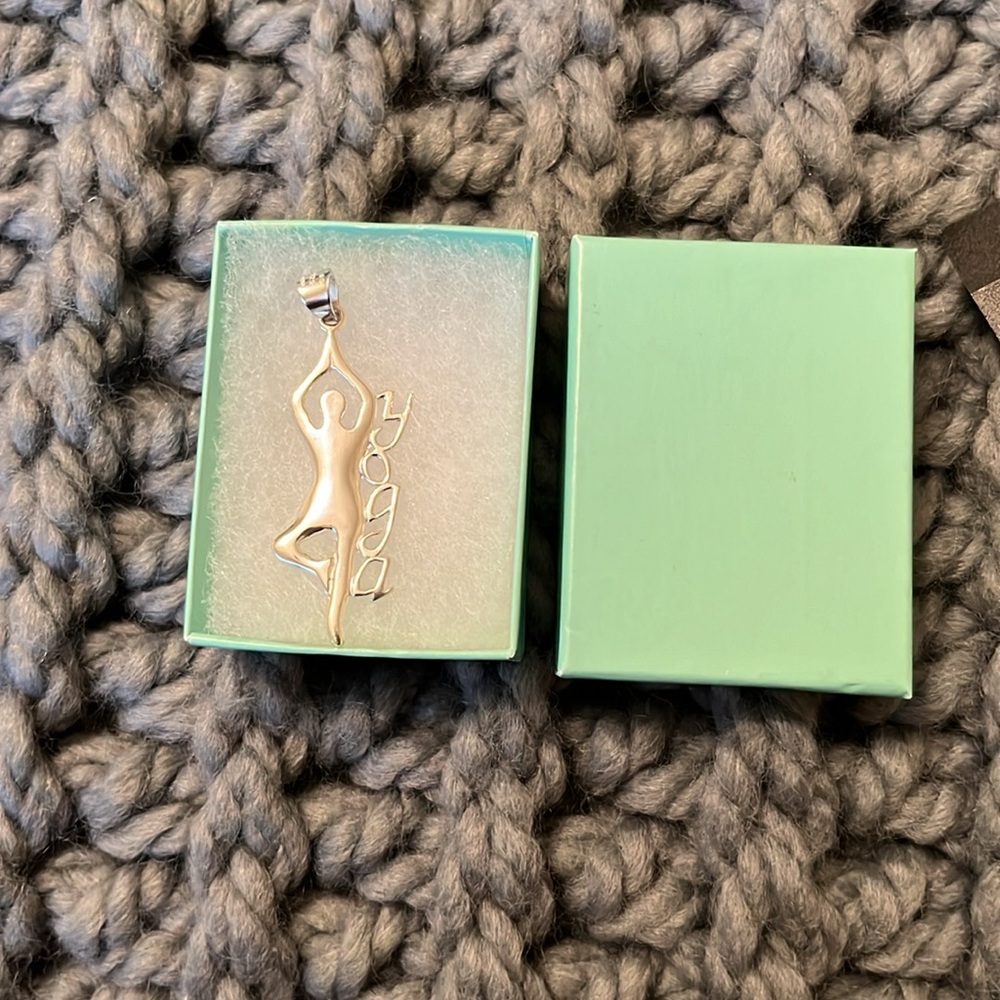 Sterling silver Yoga pendant Tree pose. New